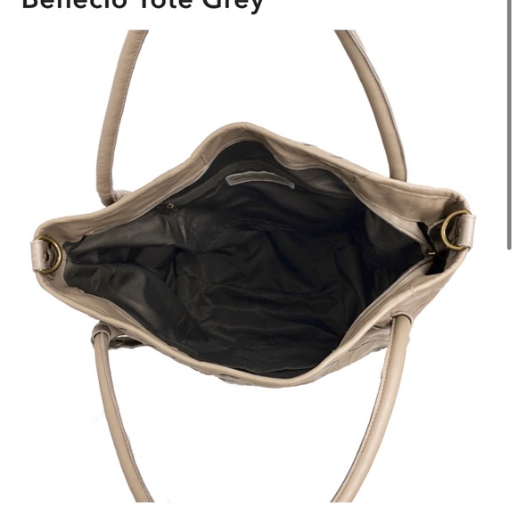 Anthropologie Benecio Diamond Leather Tote Monserrat De Lucca Light Grey - Picture 11 of 13